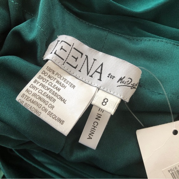 Ieena for Mac Duggal Emerald Draped Back Stretch Jersey Gown 8 - Picture 9 of 10